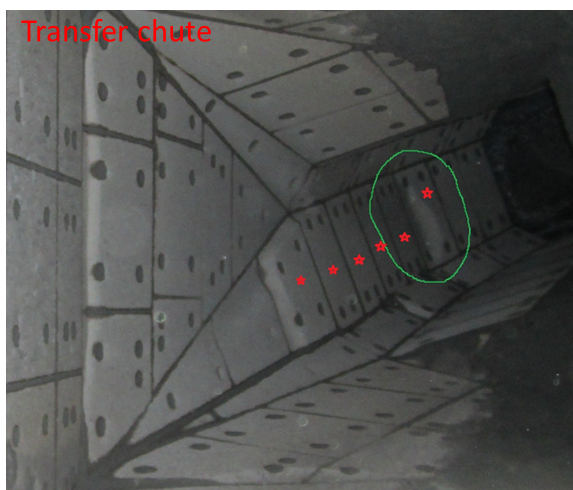 Transfer chute in gold mine